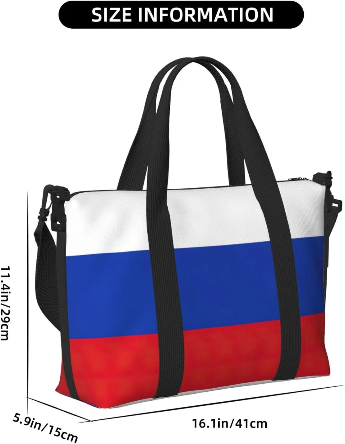 Russian Flag Travel Duffel Bag Carry On Tote Bags For Men,Weekender Overnight Bag,Sports Tote Gym Bag