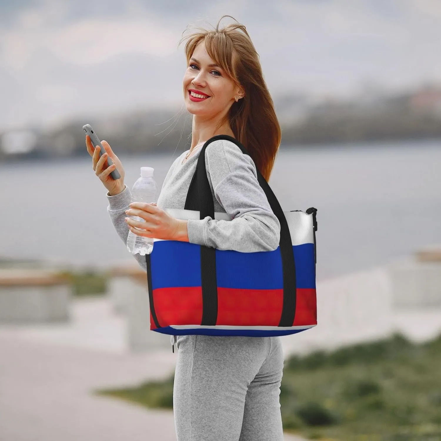 Russian Flag Travel Duffel Bag Carry On Tote Bags For Men,Weekender Overnight Bag,Sports Tote Gym Bag