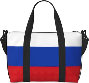 Russian Flag Travel Duffel Bag Carry On Tote Bags For Men,Weekender Overnight Bag,Sports Tote Gym Bag