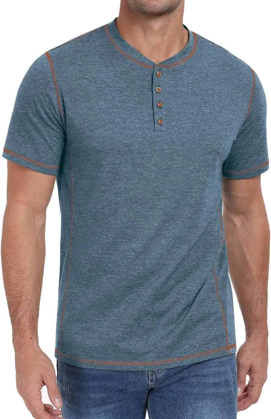 Sailwind Mens Henley Short Sleeve T-Shirt Cotton Maverick Shirt