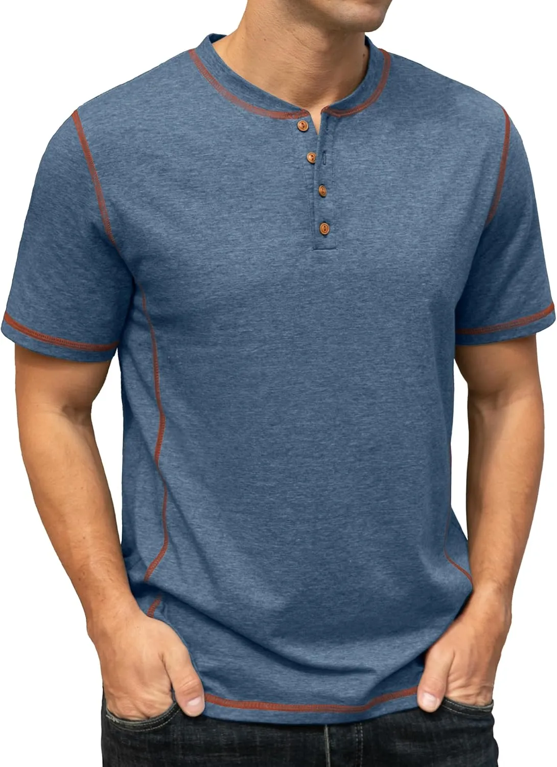 Sailwind Mens Henley Short Sleeve T-Shirt Cotton Maverick Shirt