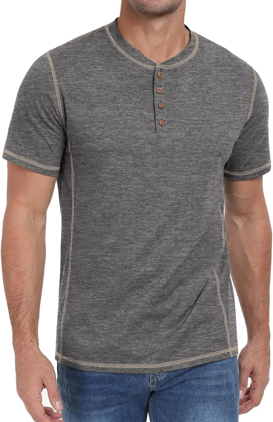 Sailwind Mens Henley Short Sleeve T-Shirt Cotton Maverick Shirt