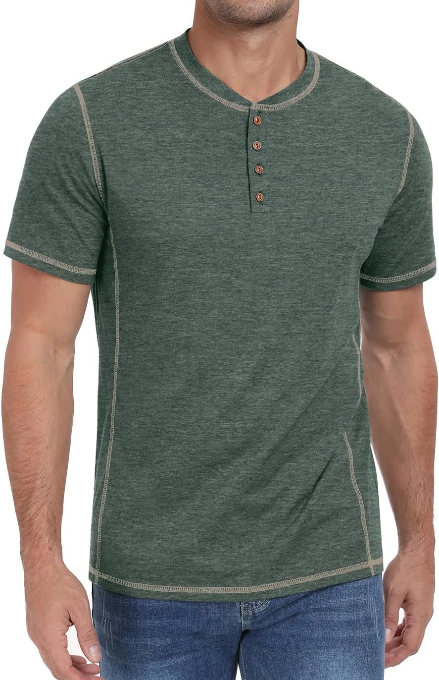 Sailwind Mens Henley Short Sleeve T-Shirt Cotton Maverick Shirt