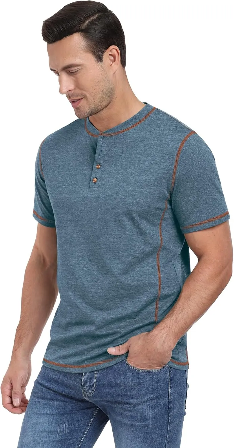 Sailwind Mens Henley Short Sleeve T-Shirt Cotton Maverick Shirt