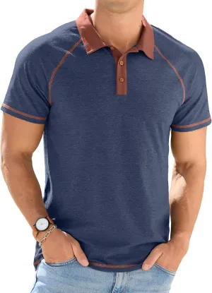 Sailwind Mens Short Sleeve Polo Shirts Cotton Golf Shirts Fashion Casual Raglan