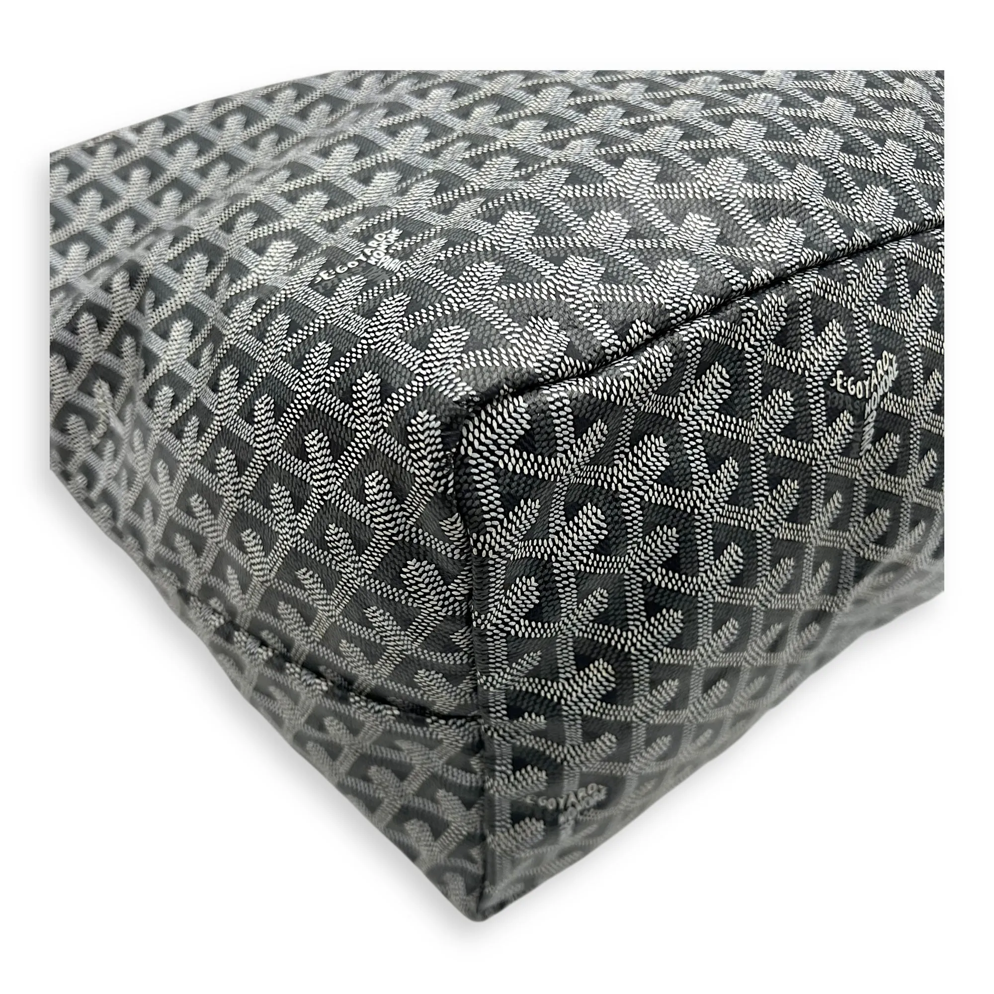 Saint Louis GM Grey Tote Bag in Coated Canvas, Silver hardware