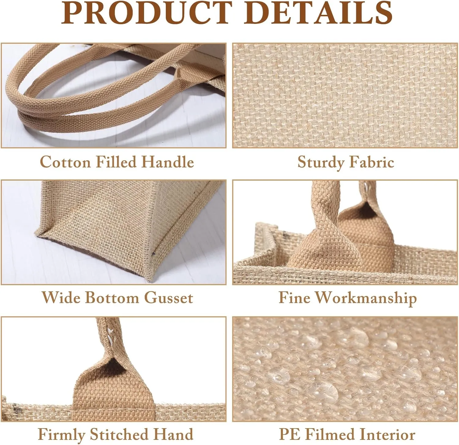 Saintrygo 10 Pcs Burlap Gift Bags with Handles Blank Bridesmaid Welcome Burlap Tote Bag for Wedding