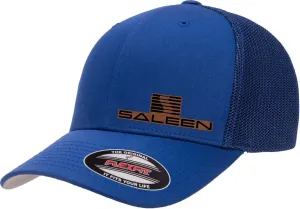 Saleen Performance Automotive Side Logo Laser Engraved Leather Patch Flexfit 6511 Trucker Mesh Fitted Cap