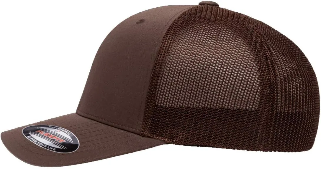 Saleen Performance Automotive Side Logo Laser Engraved Leather Patch Flexfit 6511 Trucker Mesh Fitted Cap