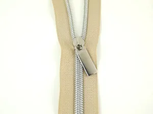 Sallie Tomato Zipper - 3 Yds with 9 Pulls - Beige Tape/Nickel