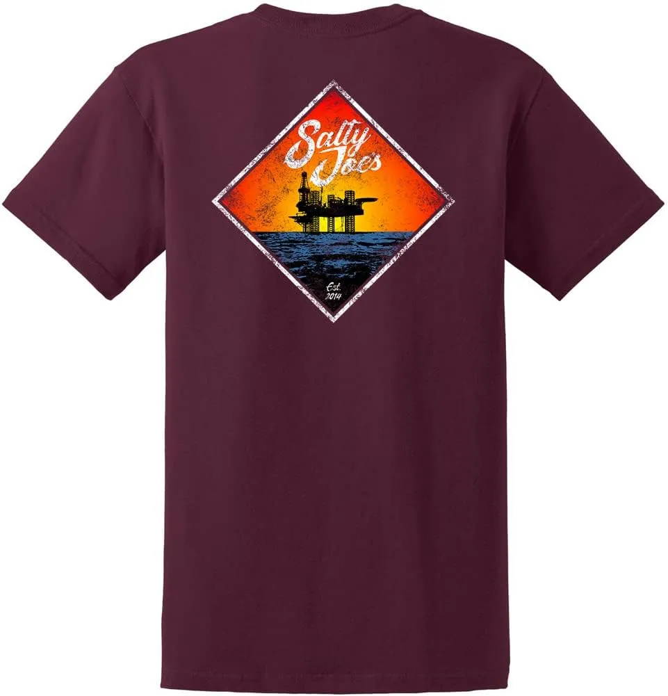 SALTY JOES Men's Oil Rig Logo Heavyweight Cotton Tees