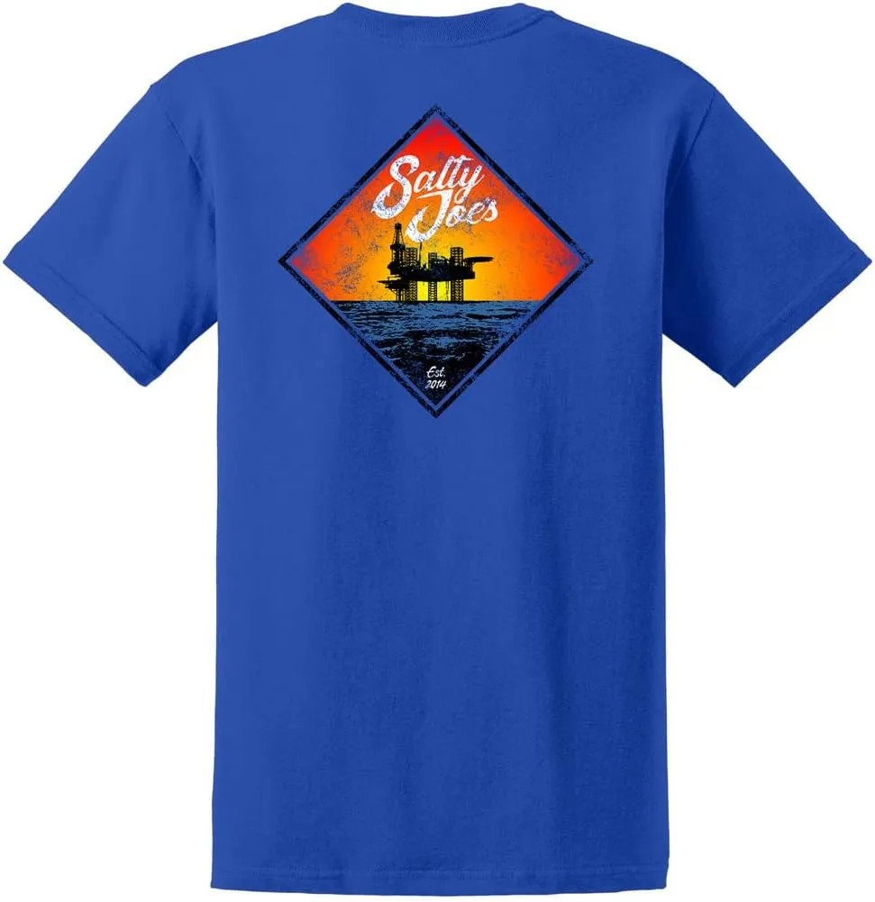 SALTY JOES Men's Oil Rig Logo Heavyweight Cotton Tees