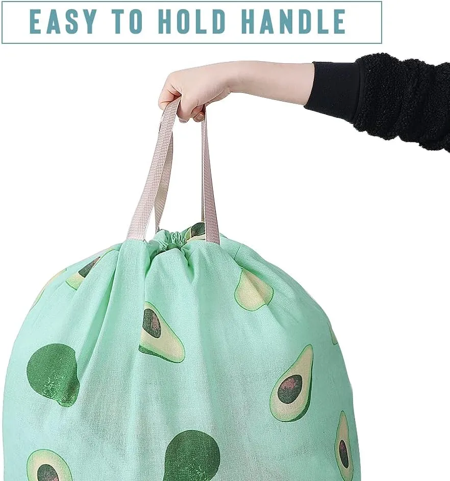 Sanlykate Extra Large Laundry Bag with Drawstring Closure and Handle, 28 x 40 Inch Heavy Duty Travel Dirty Clothes Bag for Laundromat and Household, Green Avocado