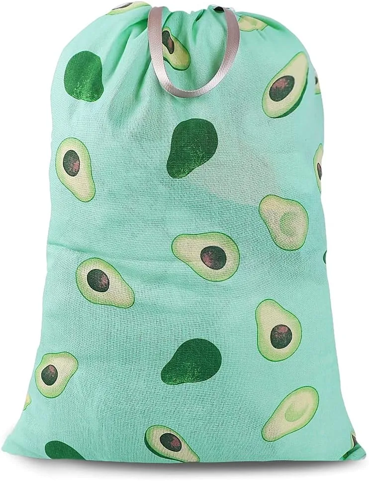Sanlykate Extra Large Laundry Bag with Drawstring Closure and Handle, 28 x 40 Inch Heavy Duty Travel Dirty Clothes Bag for Laundromat and Household, Green Avocado