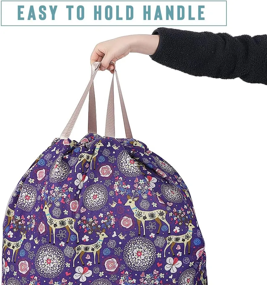 Sanlykate Extra Large Laundry Bag with Drawstring Closure and Handle, 28 x 40 Inch Heavy Duty Travel Dirty Clothes Bag for Laundromat and Household, Purple Deer