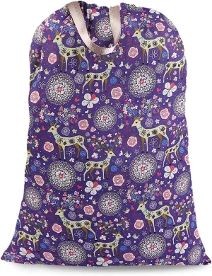 Sanlykate Extra Large Laundry Bag with Drawstring Closure and Handle, 28 x 40 Inch Heavy Duty Travel Dirty Clothes Bag for Laundromat and Household, Purple Deer