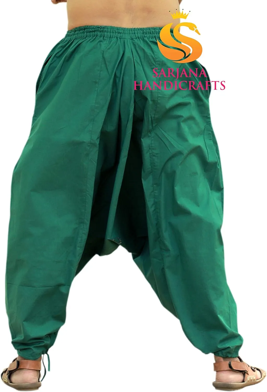 SARJANA HANDICRAFTS Men's Cotton Harem Yoga Baggy Genie Boho Pants