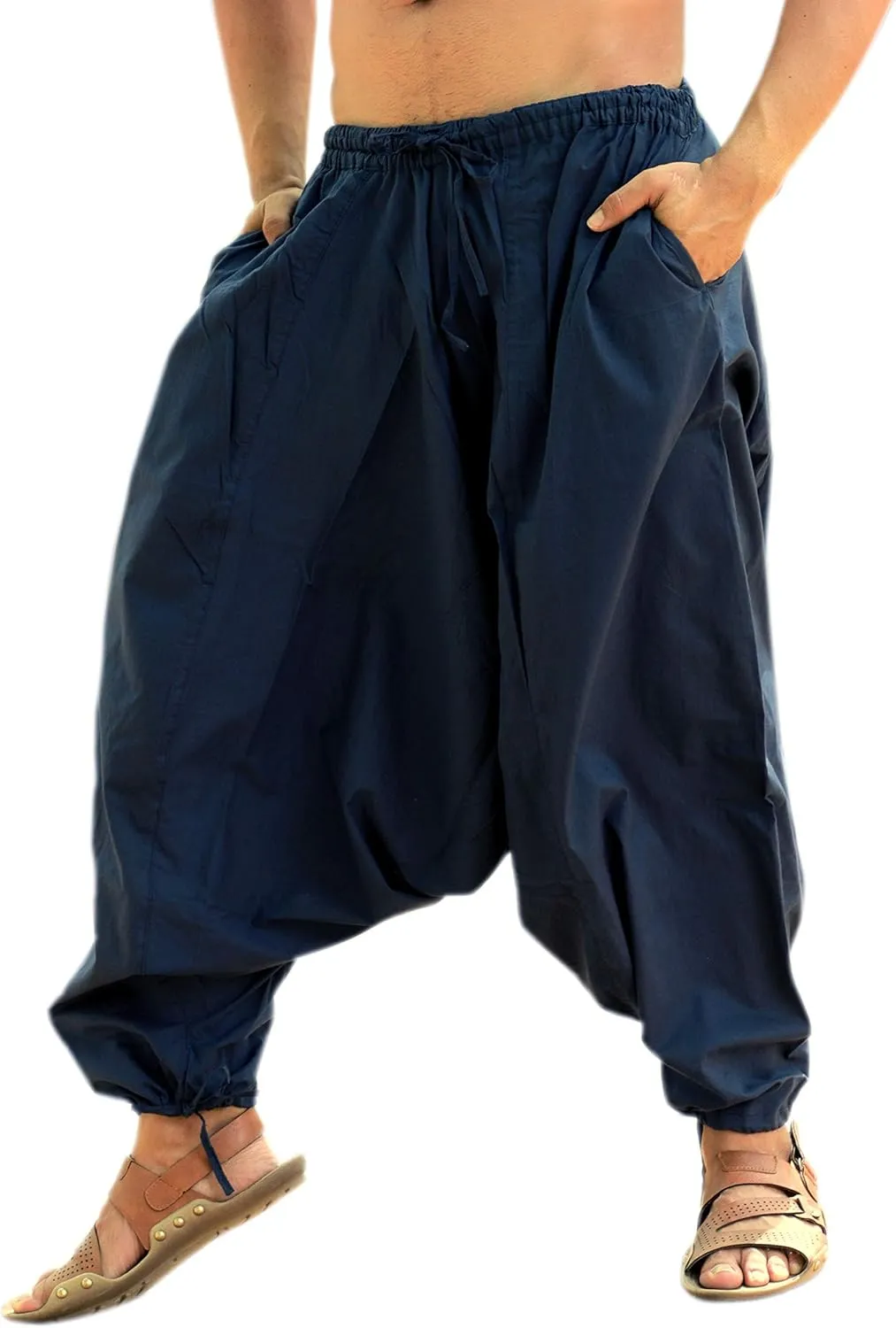 SARJANA HANDICRAFTS Men's Cotton Harem Yoga Baggy Genie Boho Pants