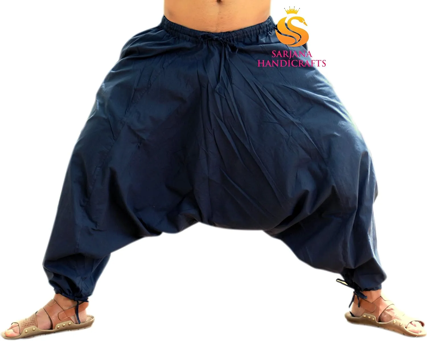 SARJANA HANDICRAFTS Men's Cotton Harem Yoga Baggy Genie Boho Pants