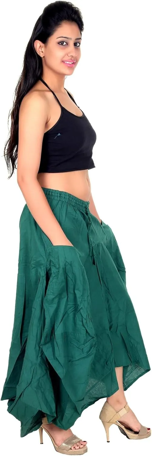 SARJANA HANDICRAFTS Women Cotton Solid Pockets Skirt Hippie Afghani Ethnic