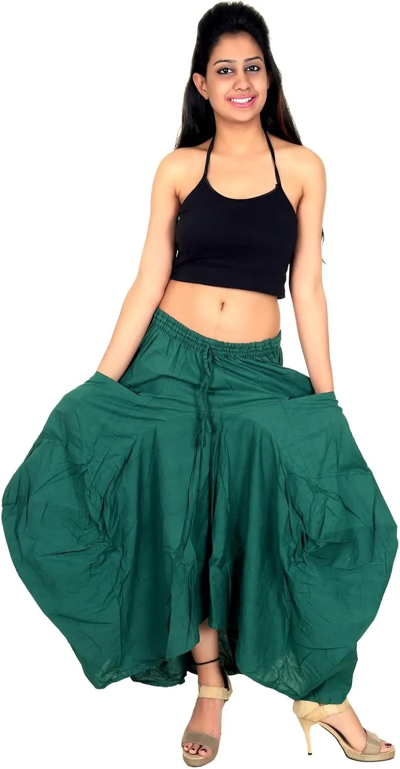 SARJANA HANDICRAFTS Women Cotton Solid Pockets Skirt Hippie Afghani Ethnic