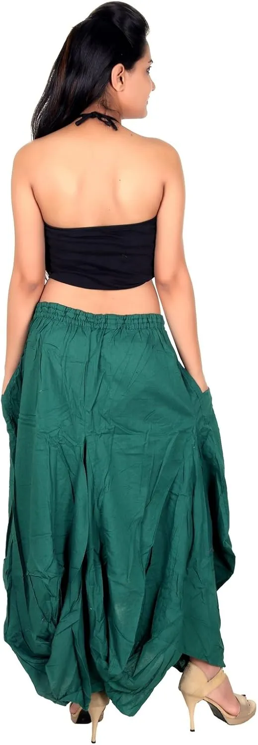 SARJANA HANDICRAFTS Women Cotton Solid Pockets Skirt Hippie Afghani Ethnic