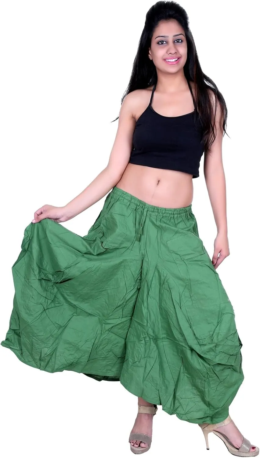 SARJANA HANDICRAFTS Women Cotton Solid Pockets Skirt Hippie Afghani Ethnic