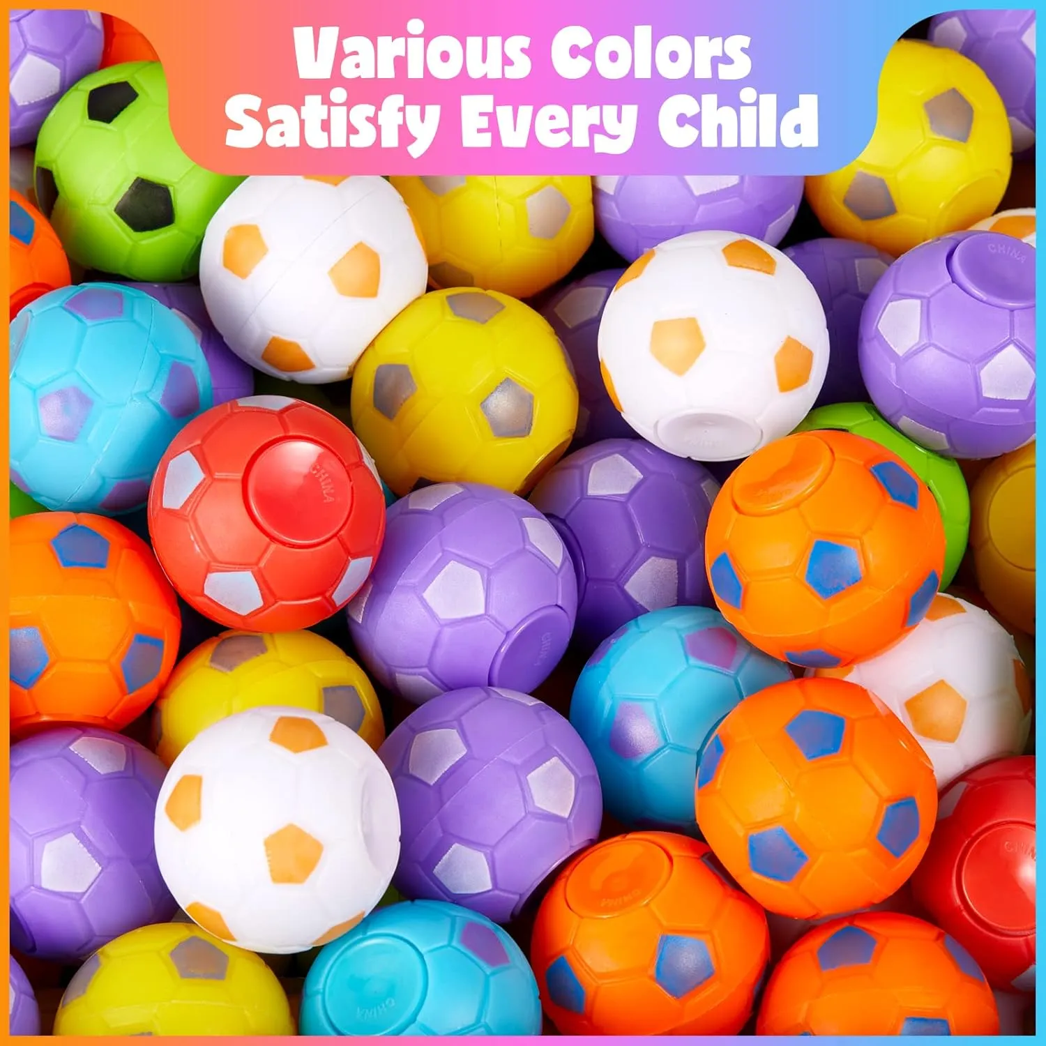 SCIONE 108 Pack Soccer Fidget Spinners, Soccer Party Favors for Kids, Fidget Toys Bulk, Stress Balls, Goodie Bag Stuffers Gifts for Birthday Party, Treasure Box for Classroom