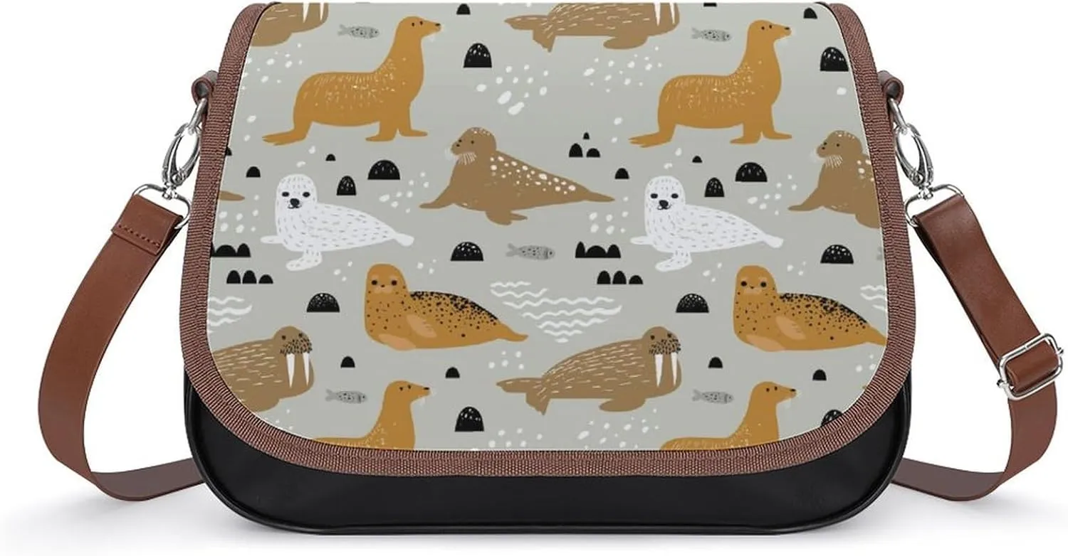 Seal and Walrus Fashion Crossbody Bags Purses for Women Funny Printing Shoulder Handbags Gifts