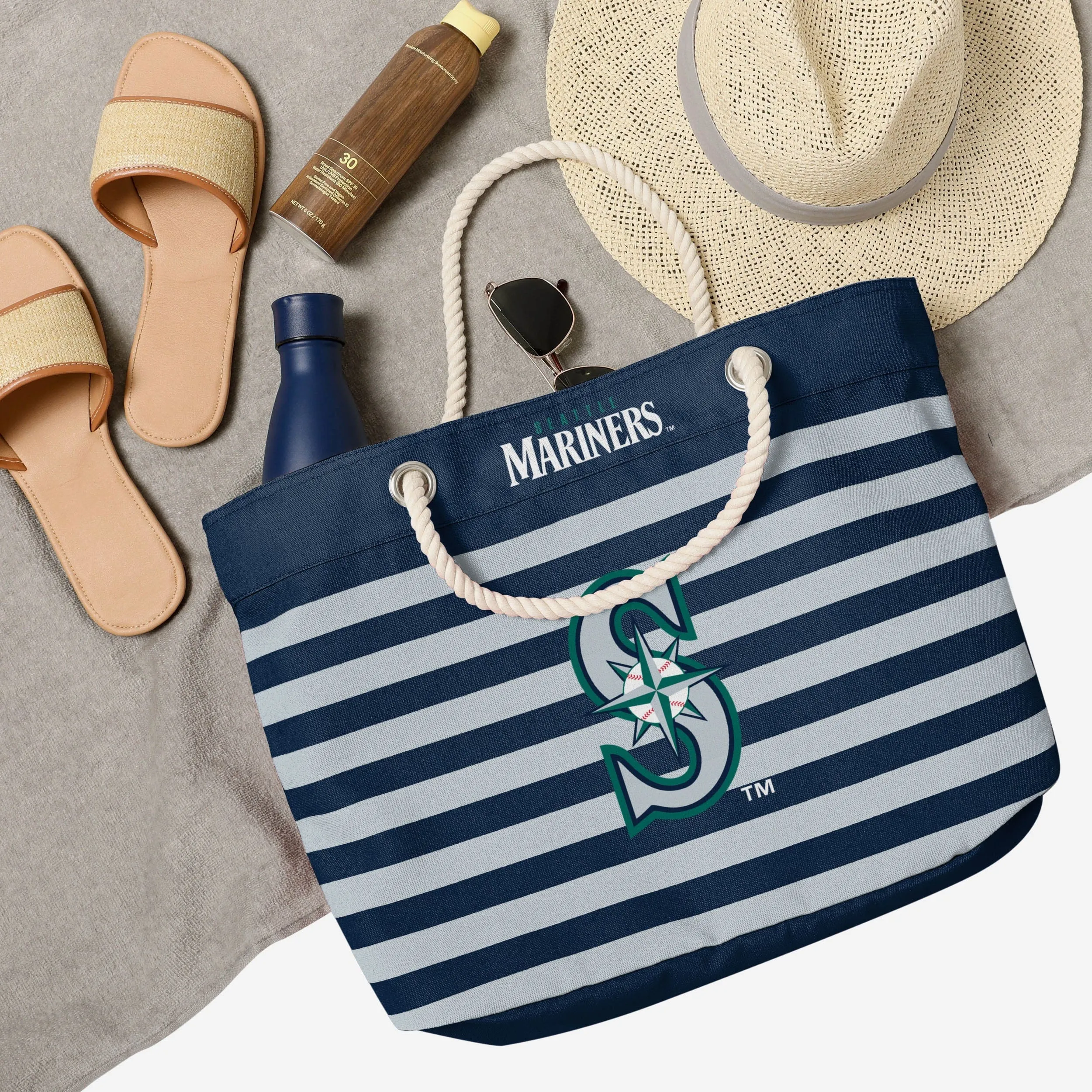 Seattle Mariners Nautical Stripe Tote Bag