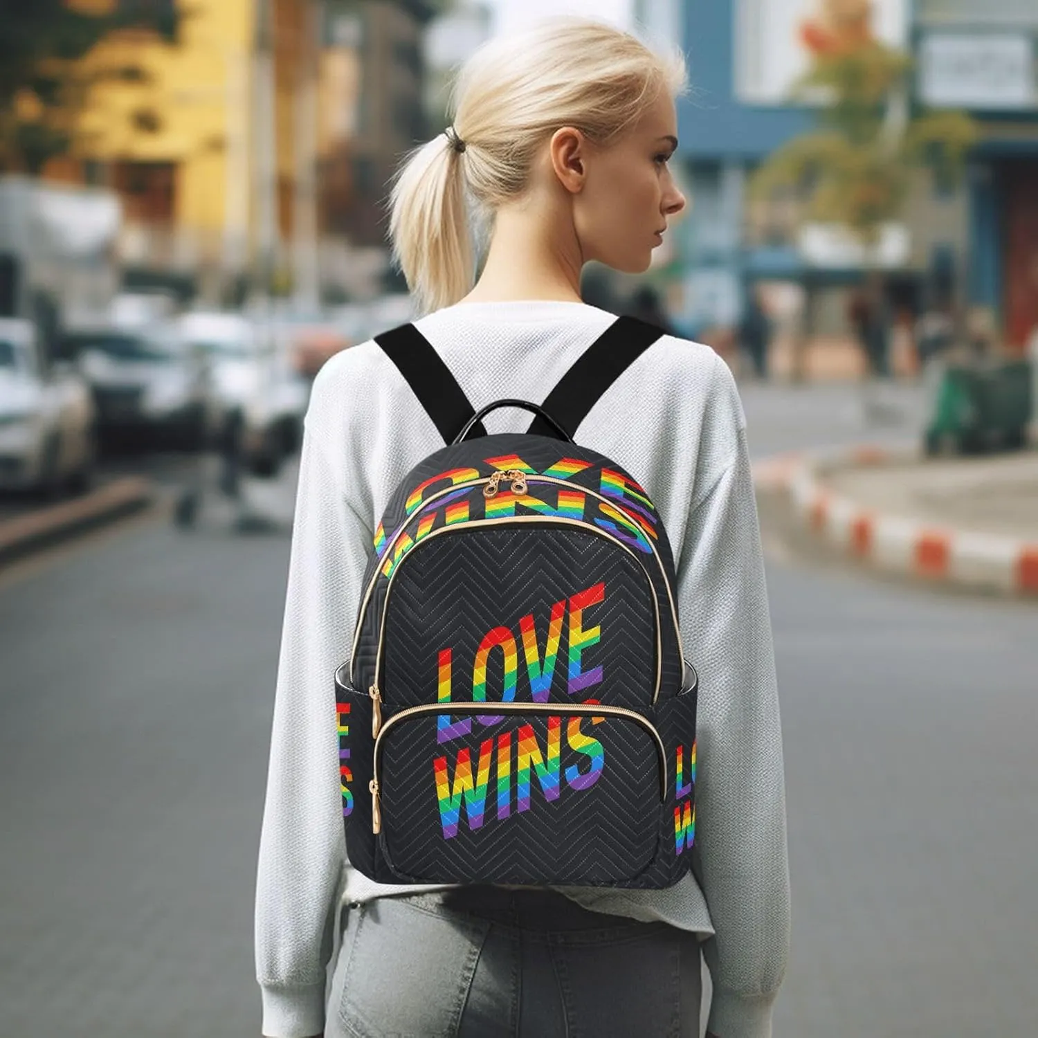 senya Fashion Backpack Mini Backpack Purse Casual Daily Backpack Love Wins Pride Rainbow for Travel for College Work, Small