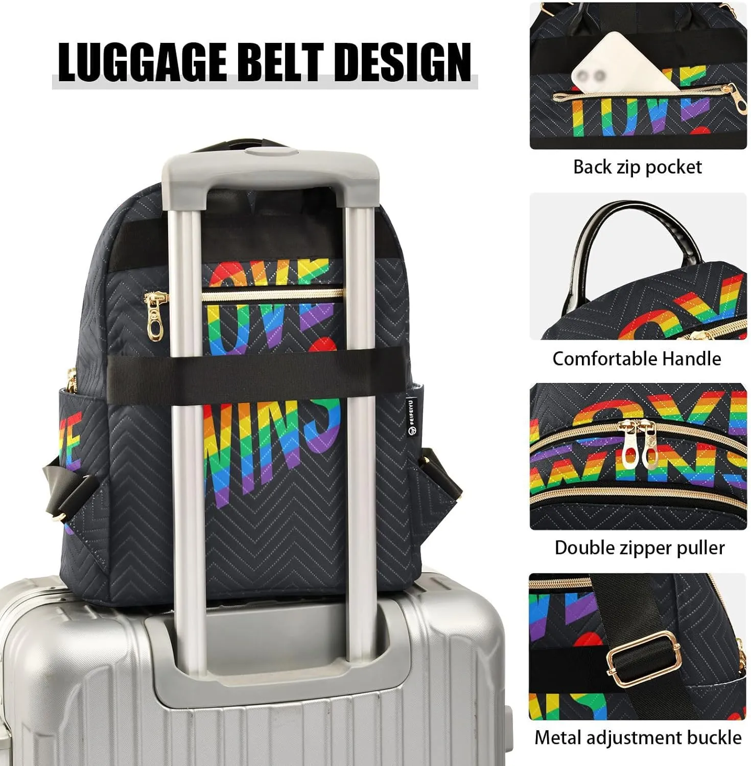 senya Fashion Backpack Mini Backpack Purse Casual Daily Backpack Love Wins Pride Rainbow for Travel for College Work, Small
