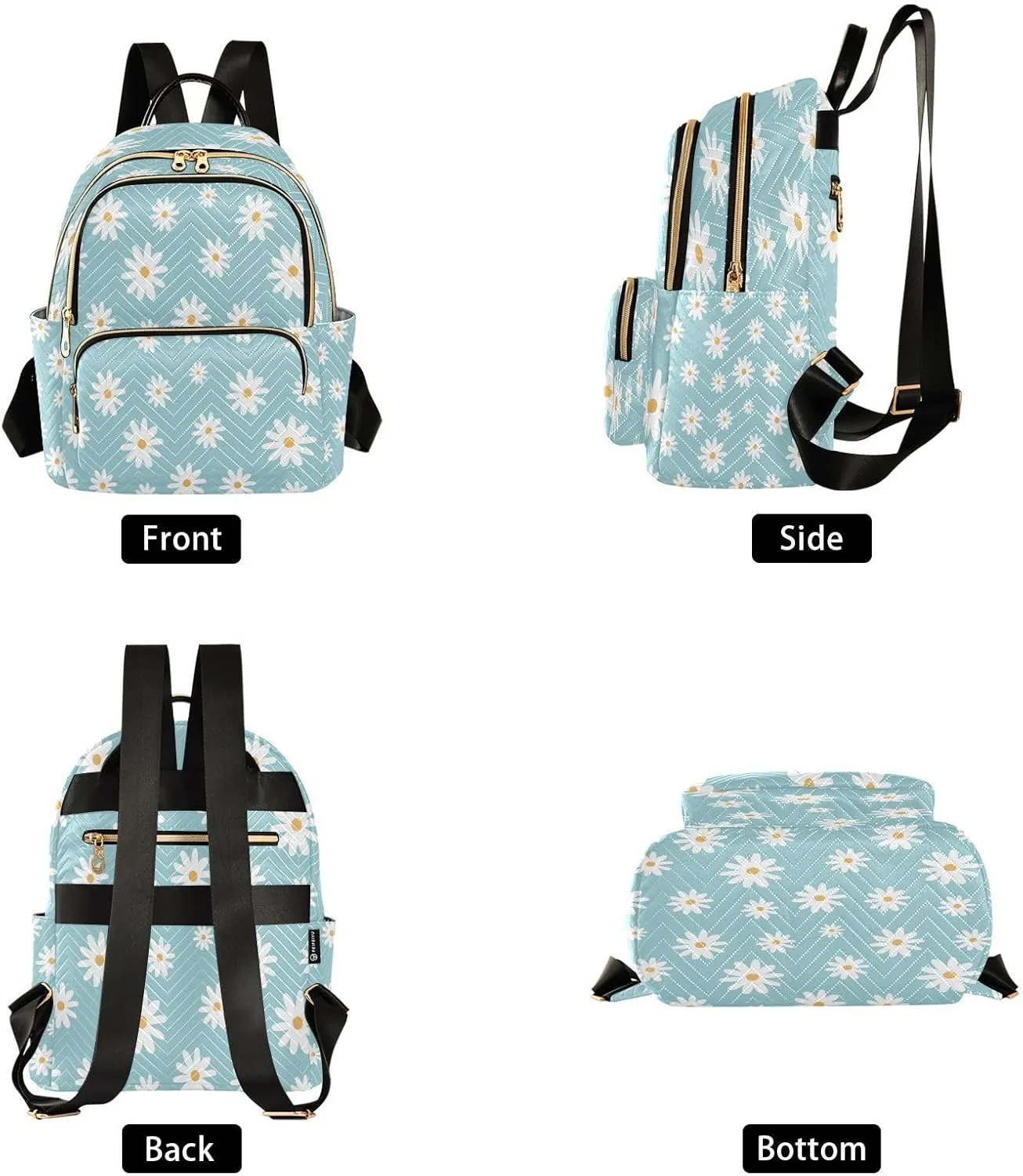 Senya Fashion Mini Backpack Purse - Cute White Daisy for Travel, College, Work