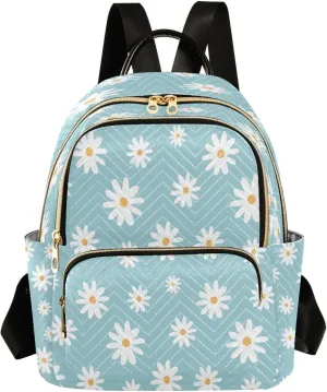 Senya Fashion Mini Backpack Purse - Cute White Daisy for Travel, College, Work