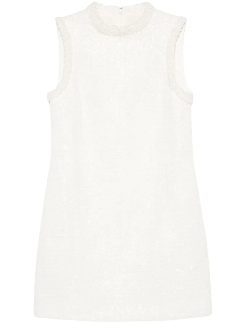 Sequin-Embellished Bouclé Dress