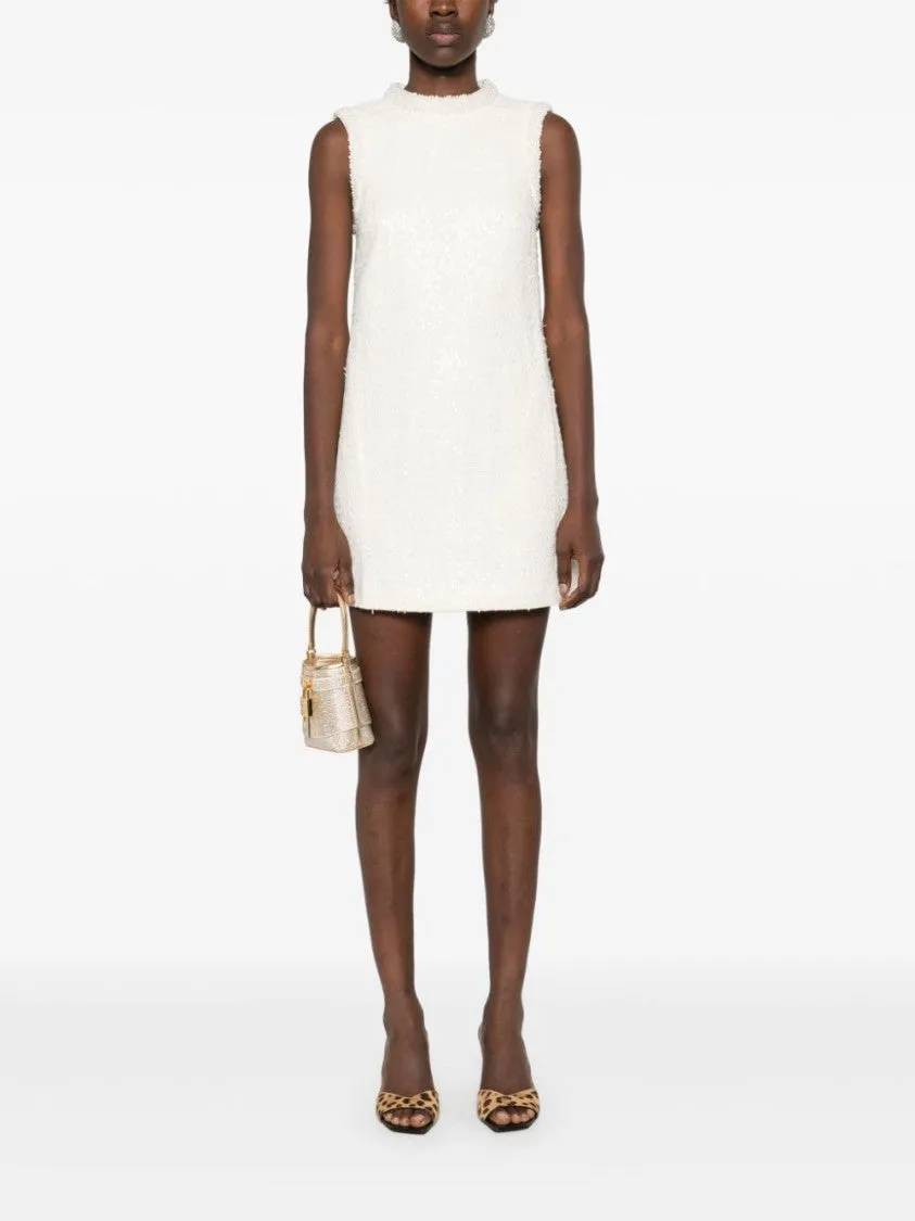 Sequin-Embellished Bouclé Dress
