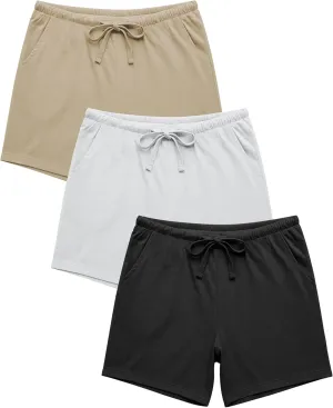 Sexy Basics Women's Multi -Pack Cotton Sleep Pajama Shorts with Pockets & Drawstring