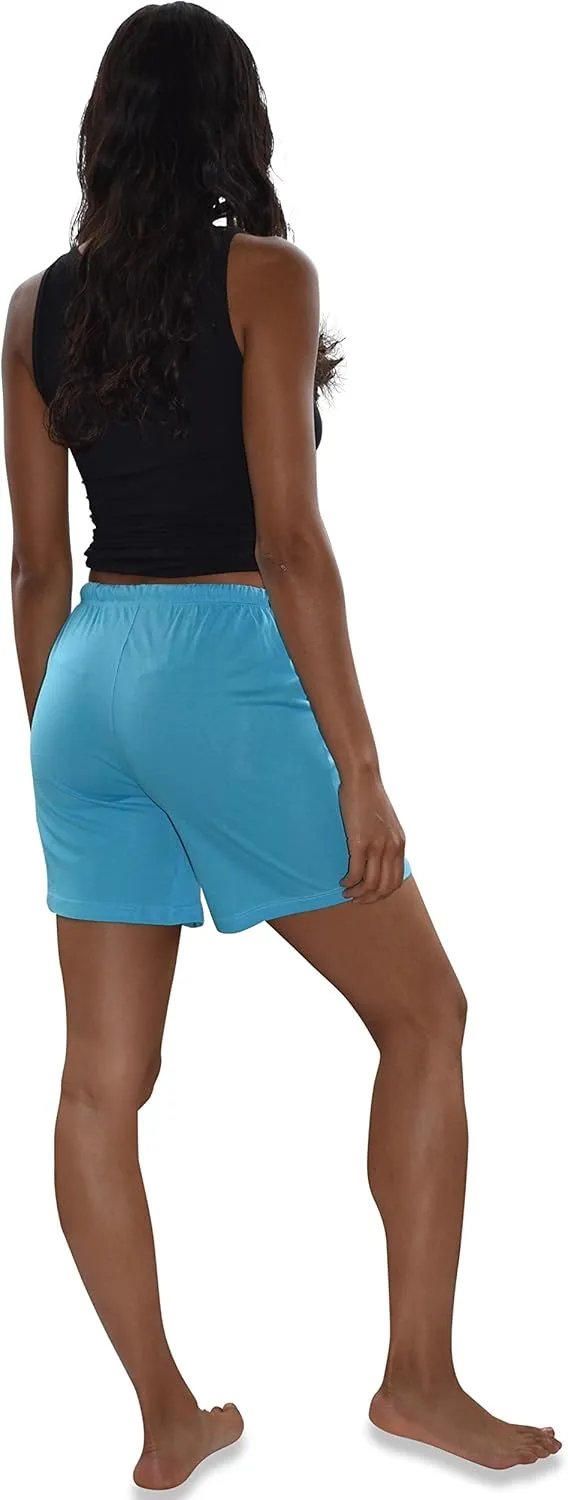 Sexy Basics Women's Multi -Pack Cotton Sleep Pajama Shorts with Pockets & Drawstring