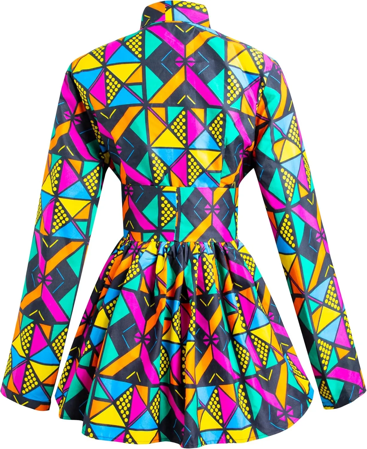 SHENBOLEN Women African Traditional Batik Print Long Sleeve Shirt Dashiki Casual Cotton Shirt
