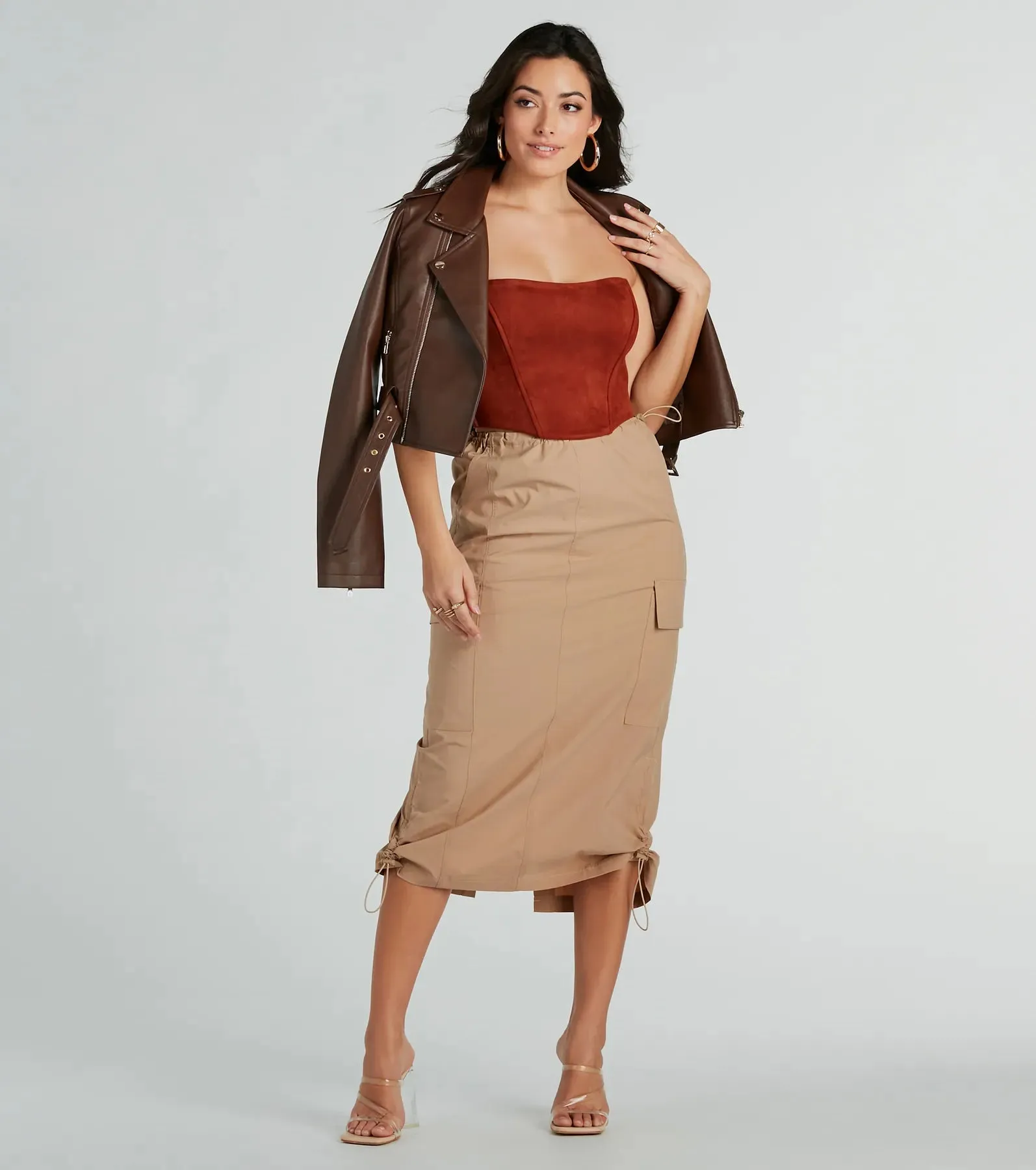She's A Trendsetter Nylon Parachute Midi Skirt