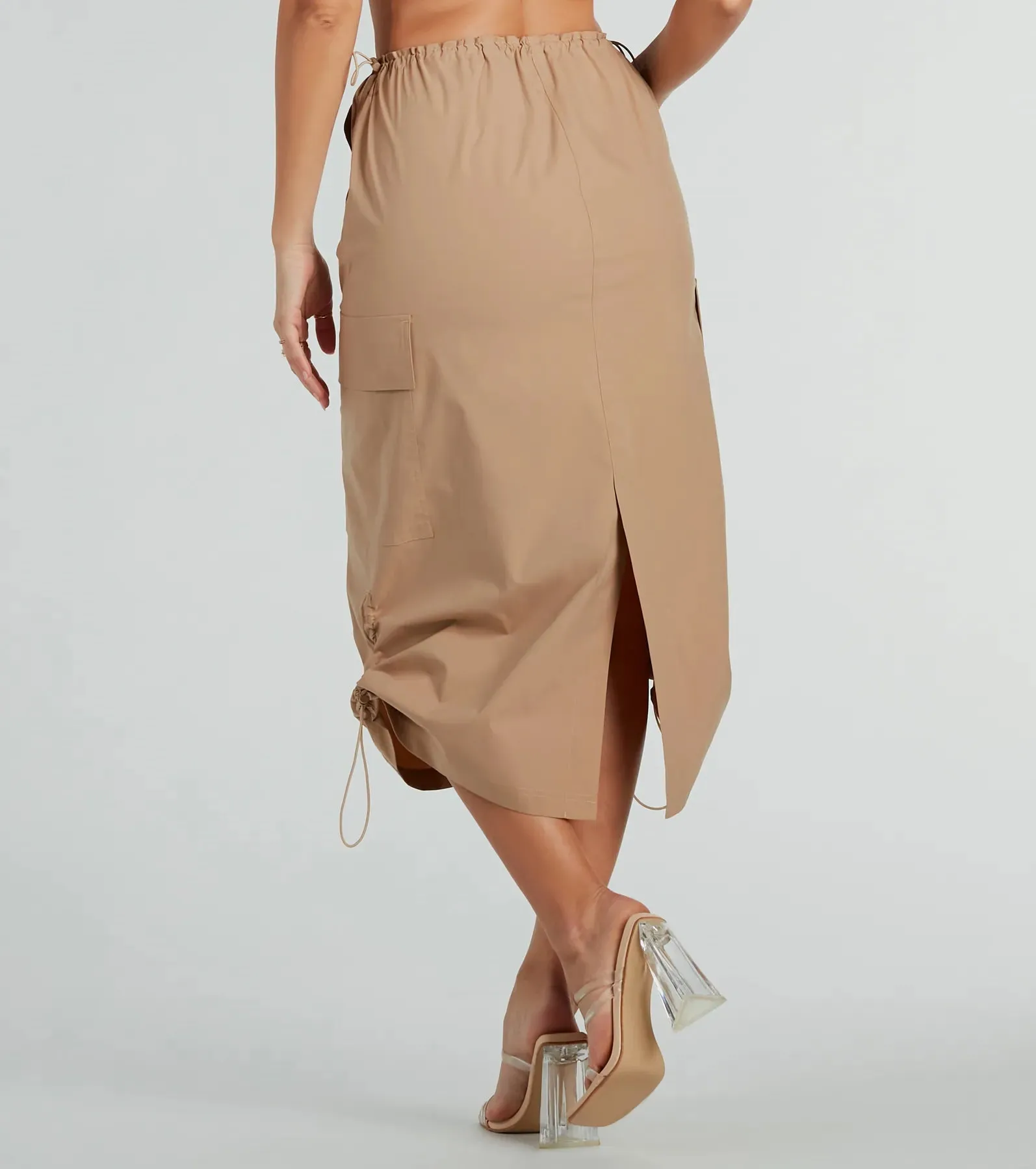 She's A Trendsetter Nylon Parachute Midi Skirt