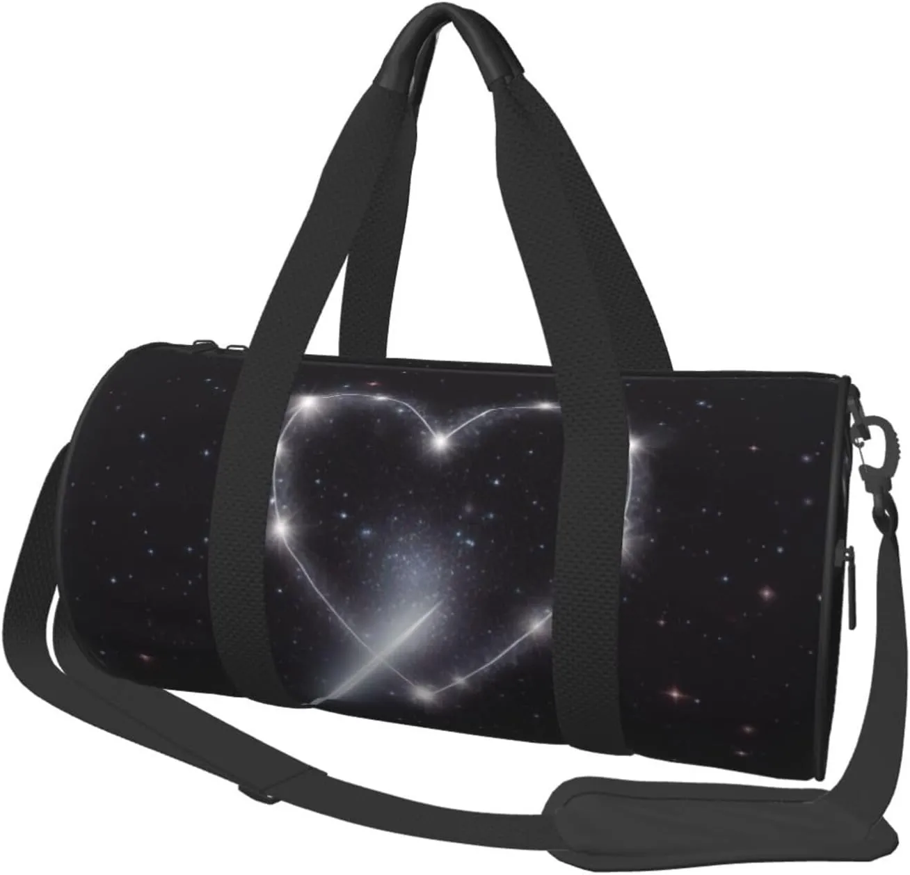 Shooting Star Heart Printed Sports Gym Bag for Men Women Foldable Duffel Bag Carry On Weekender Bag for Travel Sports
