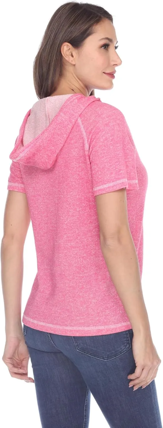 Short Sleeve Zip Hoodie Women Cotton Blend Hoodie Zip Up Pocket Short Sleeve Jacket，Comfortable for Everyday Wear