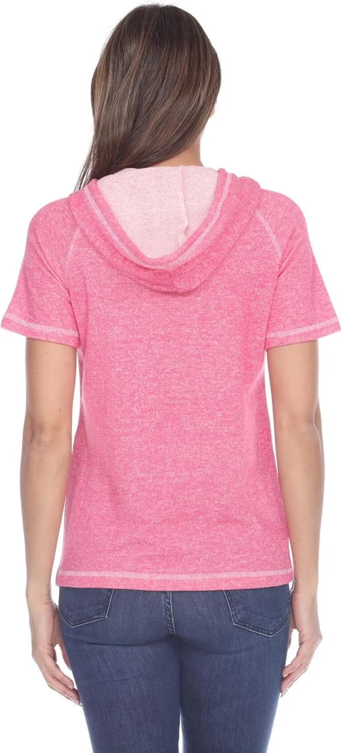 Short Sleeve Zip Hoodie Women Cotton Blend Hoodie Zip Up Pocket Short Sleeve Jacket，Comfortable for Everyday Wear
