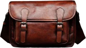 Shoulder Bags Mens Casual Daypacks Genuine Leather Messenger Bags Travel Bags Crossbody Bags Waist Packs 10.2Inch(Brown)