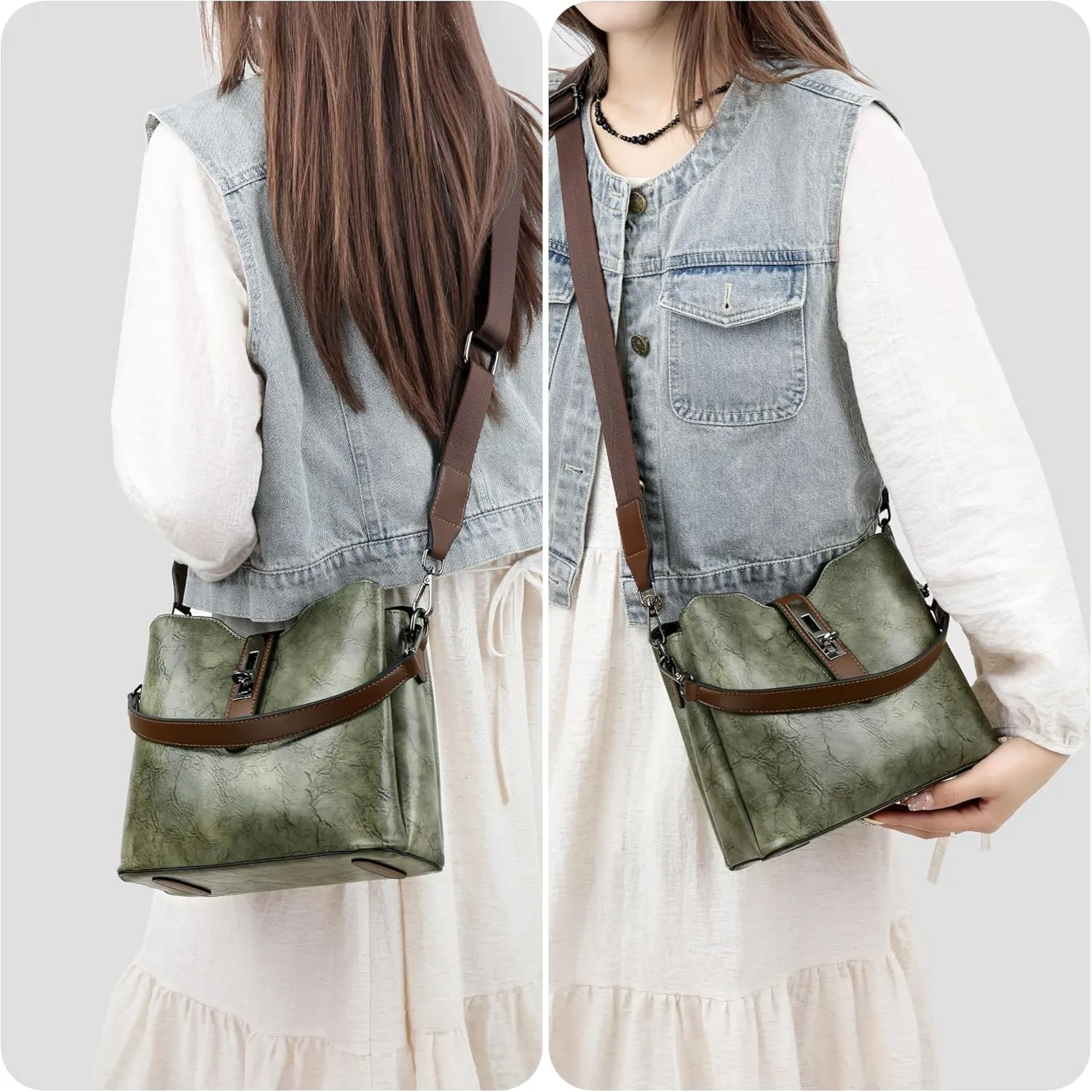 Shoulder Crossbody Bag Women's Flap Locking Handbag Classic Vintage Purse