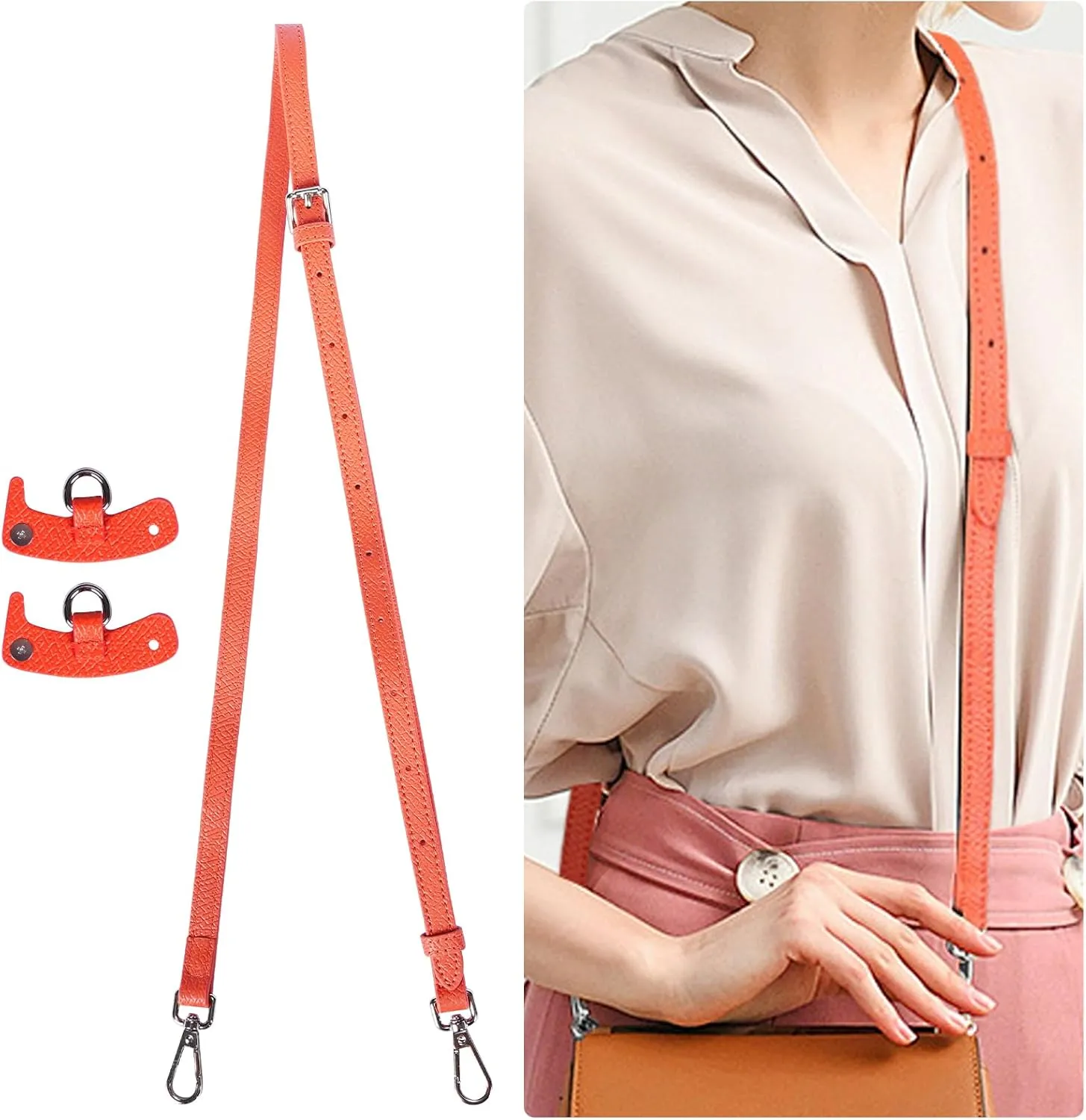 Shoulder Leather Strap Single Handle Crossbody Adjustable Replacement Purse Straps Conversion Set Compatible Mini Pouch Bags Strap Adjustable Not Punching