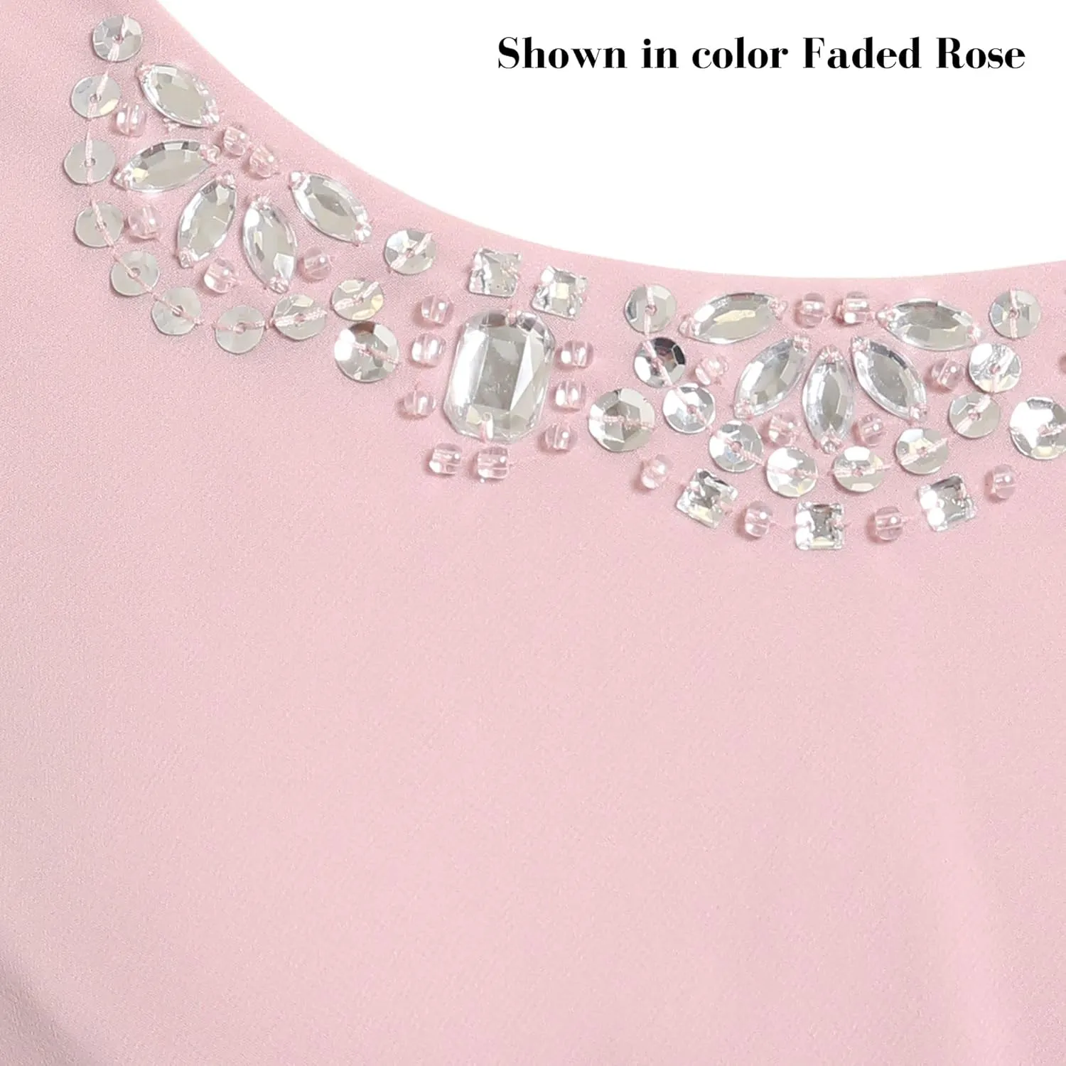 S.L. Fashions Women's Chiffon Tier Jacket Dress with Bead Neck