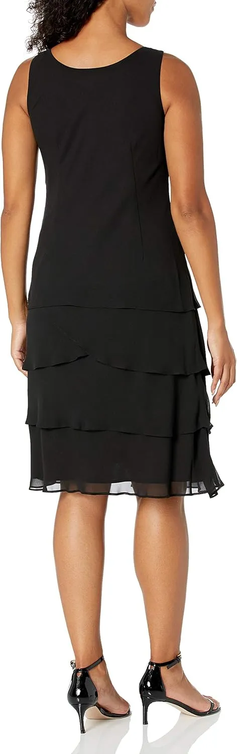 S.L. Fashions Women's Mother of The Bride Jacket Dress with Sequined Cut Out Shoulder (Petite and Regular Sizes)