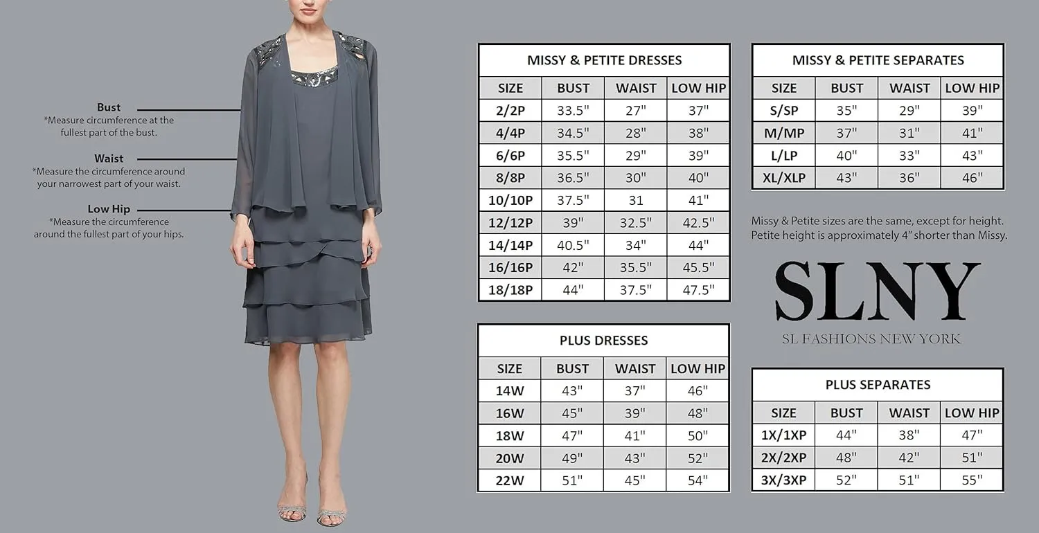 S.L. Fashions Women's Plus Size Embellished Tiered Mother of The Bride Gown with Jacket, Wedding Guest, Formal Event Dress